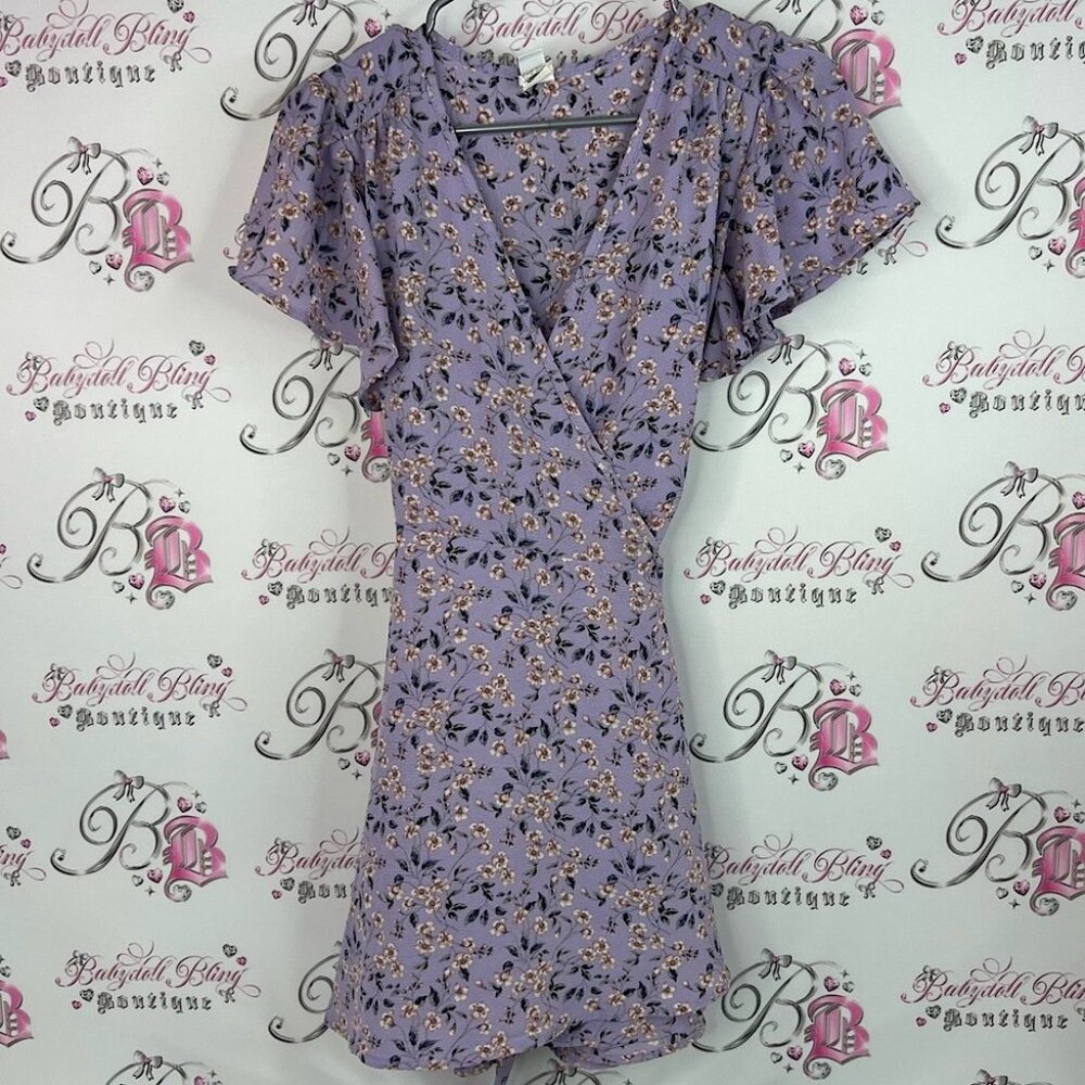 Twik Simons dress flowers purple lilac  Lavender Floral Mini Dress